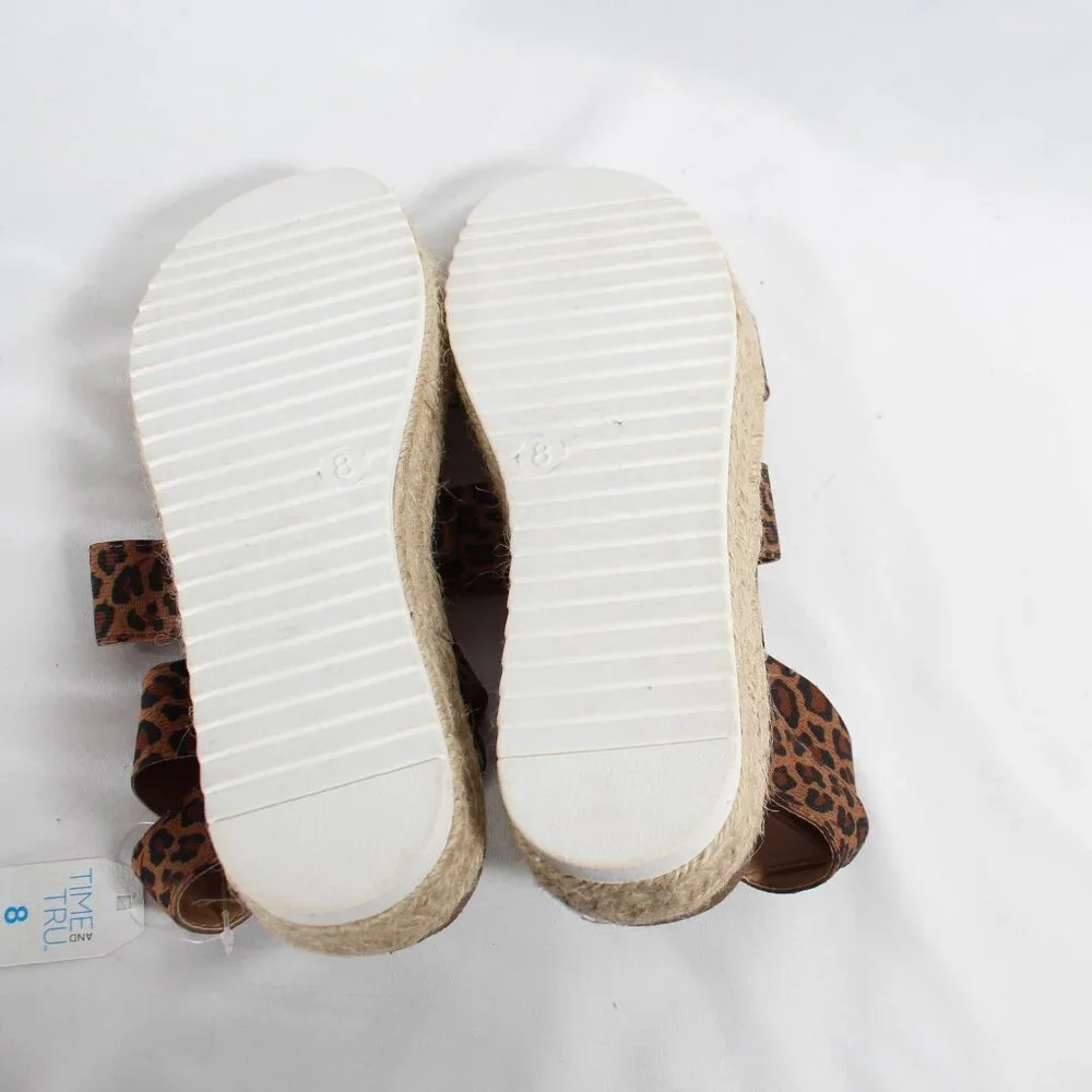 NWT Time and Tru Leopard Platform Espadrille Sandals – Size 8, Edgy Summer Style